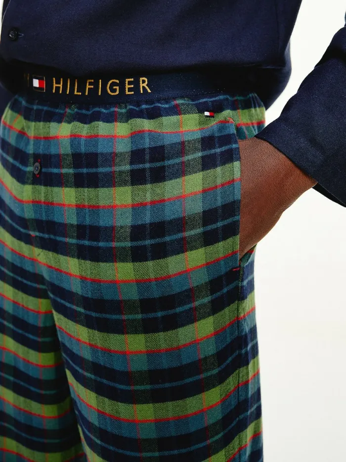 Tommy Hilfiger Long Sleeve Check Pyjama Set Desert SkyBoxplaid Mens Loungewear and Nightwear