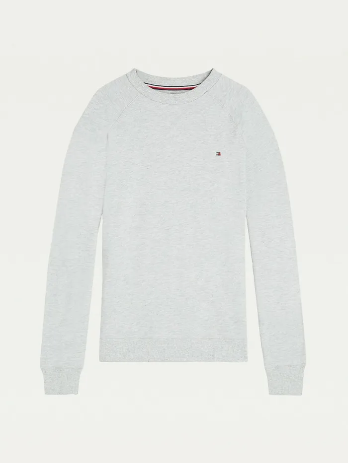Tommy Hilfiger Long Sleeve Crew Neck Sweatshirt Grey Heather Mens Essentials