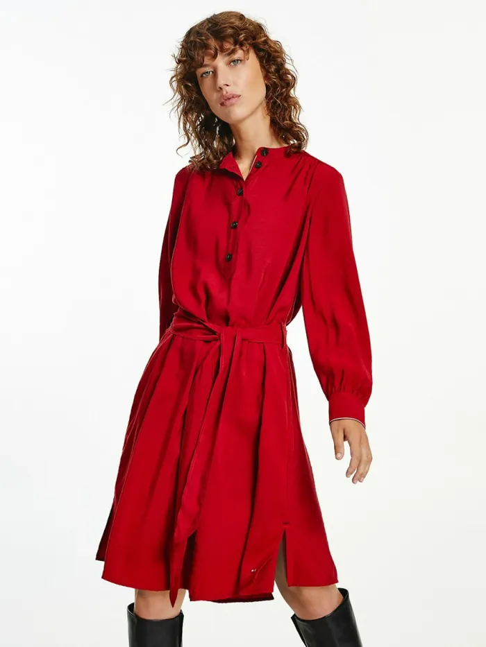 Tommy Hilfiger Long Sleeve Knee Length Shift Dress Regatta Red Womens Dresses and Jumpsuits Cheap On Sale