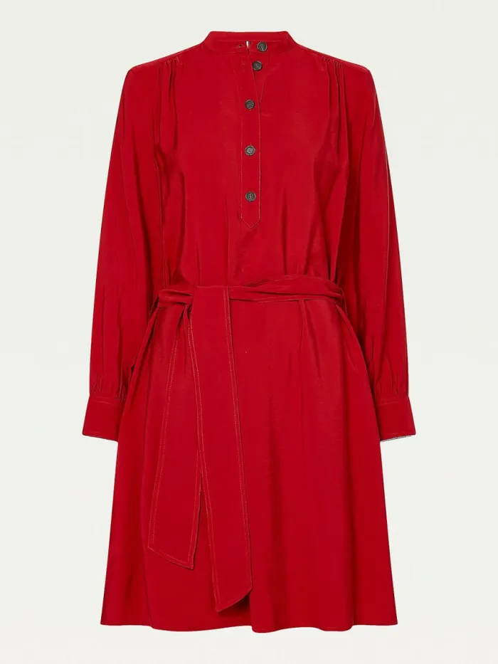 Tommy Hilfiger Long Sleeve Knee Length Shift Dress Regatta Red Womens Dresses and Jumpsuits Cheap On Sale