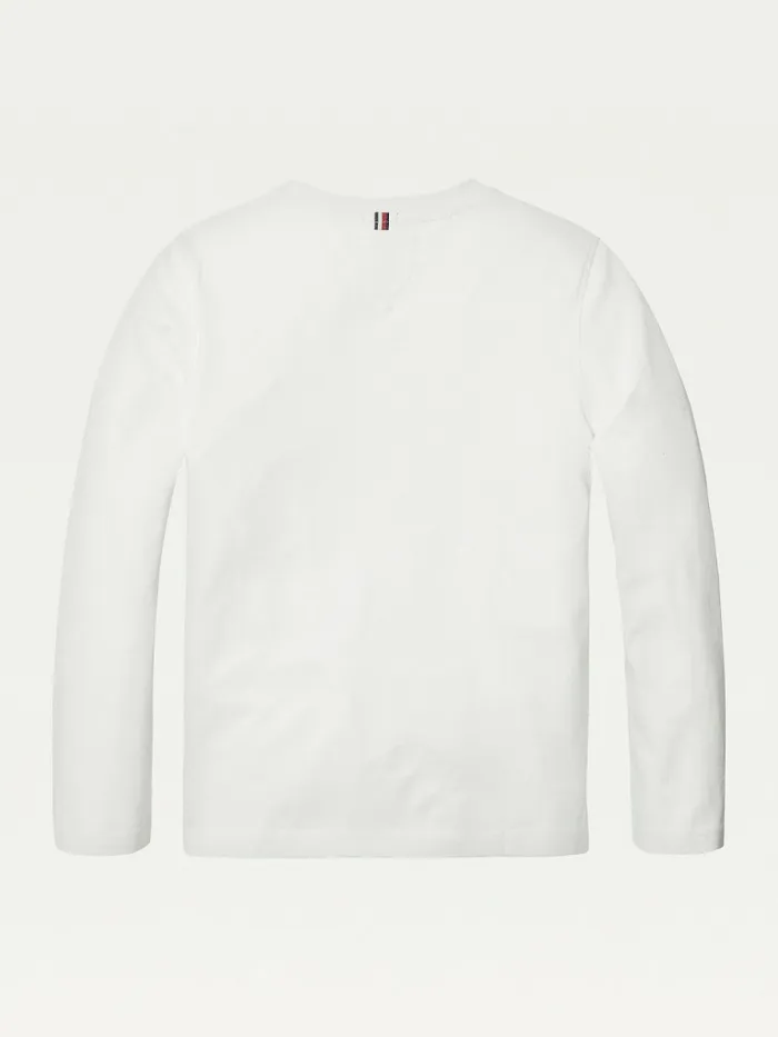 Tommy Hilfiger LongSleeve Organic Cotton TShirt Bright White Boys TShirts and Polos Gift Ideas