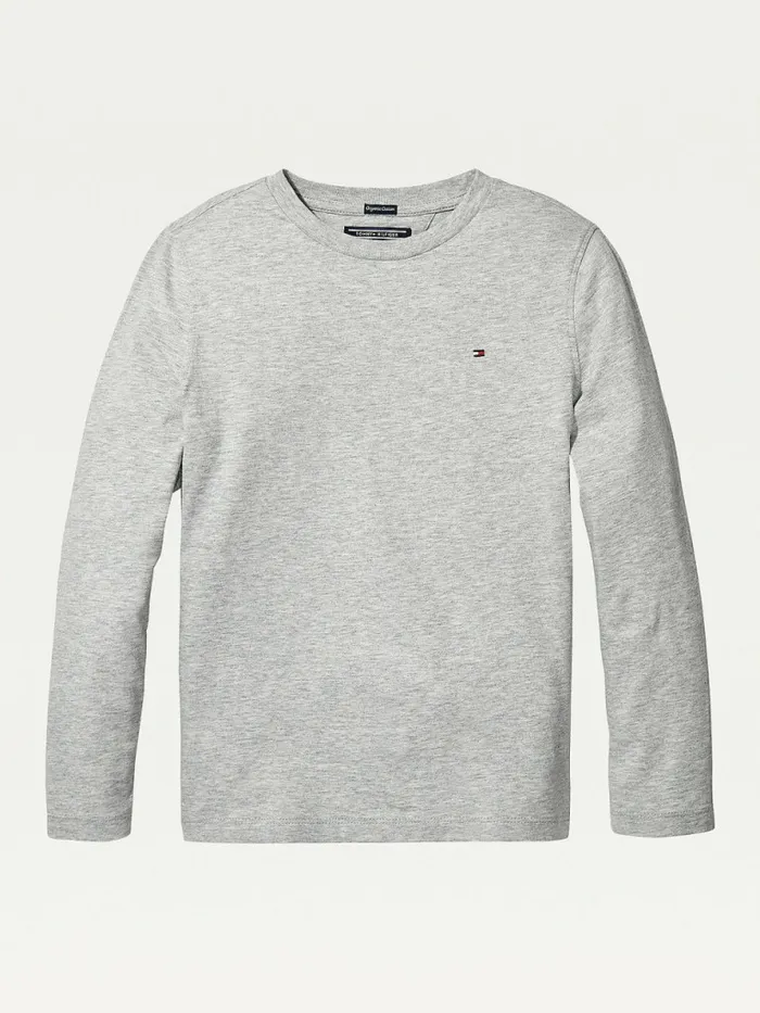 Tommy Hilfiger LongSleeve Organic Cotton TShirt Grey Heather Boys TShirts and Polos Near Me Tommy Hilfiger LongSleeve Organic Cotton TShirt Grey Heather Boys TShirts and Polos Near Me