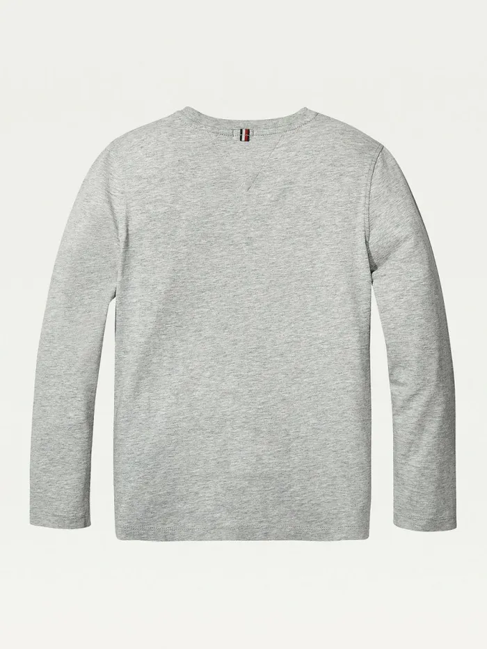Tommy Hilfiger LongSleeve Organic Cotton TShirt Grey Heather Boys TShirts and Polos Near Me