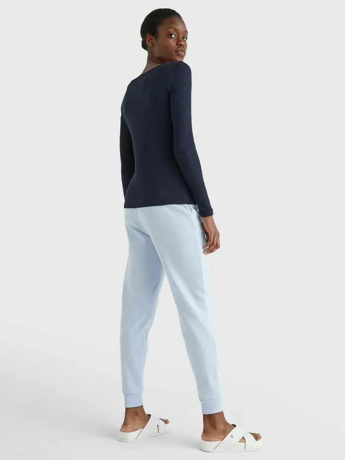 Tommy Hilfiger Long Sleeve Square Neck Slim Fit TShirt Desert Sky Womens TShirts On Sale