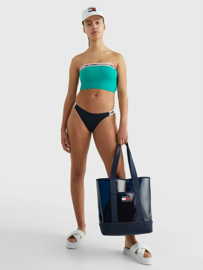 Tommy Hilfiger Longline Bandeau Bikini Top Primary Green Womens Swimwear Gift Ideas