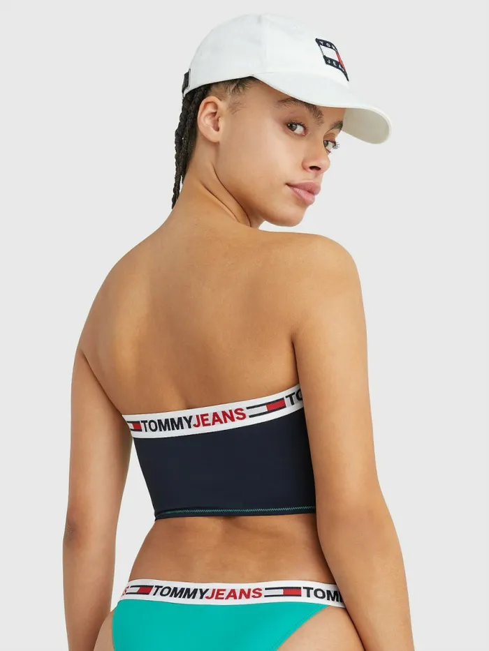 Tommy Hilfiger Longline Bandeau Bikini Top Primary Green Womens Swimwear Gift Ideas