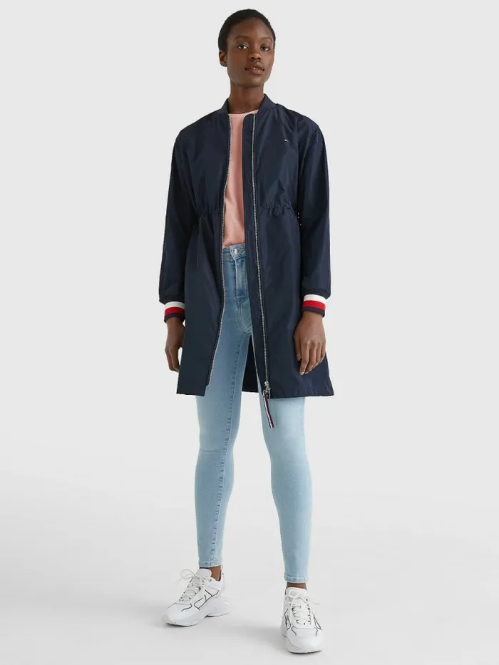 Tommy Hilfiger Longline Bomber Coat Desert Sky Womens Coats and Jackets Gift 4 You