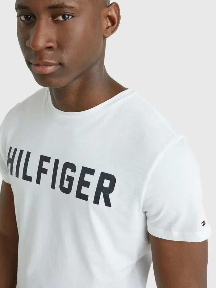 Tommy Hilfiger Lounge Logo Organic Cotton TShirt White Mens Essentials
