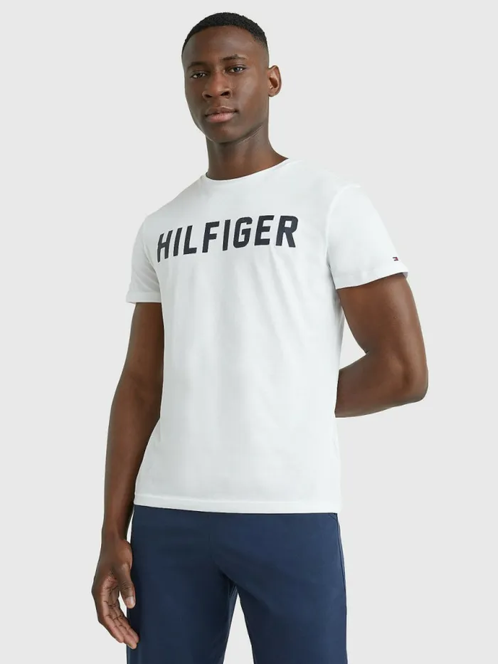 Tommy Hilfiger Lounge Logo Organic Cotton TShirt White Mens Loungewear and Nightwear Tommy Hilfiger Lounge Logo Organic Cotton TShirt White Mens Loungewear and Nightwear