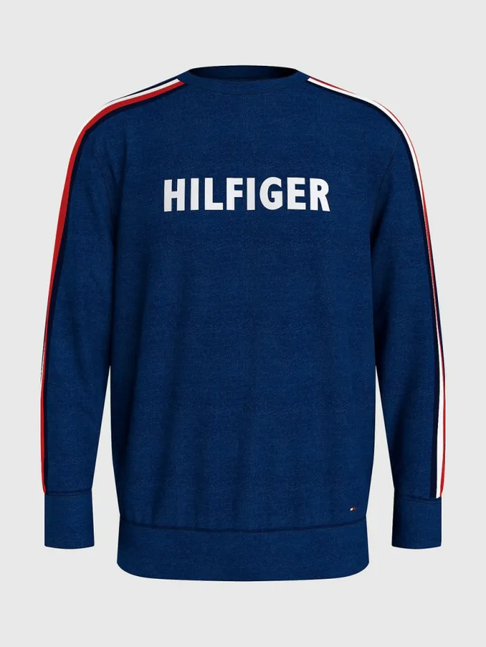 Tommy Hilfiger Lounge Signature Tape Track Sweatshirt Twilight Mens Loungewear and Nightwear Tommy Hilfiger Lounge Signature Tape Track Sweatshirt Twilight Mens Loungewear and Nightwear