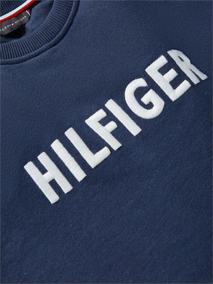 Tommy Hilfiger Lounge Signature Tape Track Sweatshirt Twilight Mens Loungewear and Nightwear