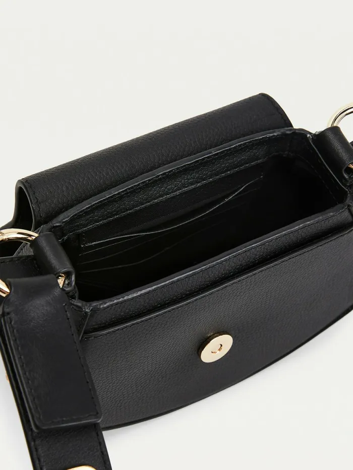 Tommy Hilfiger Luxe Leather Turn Lock Strap Crossover Bag Black Womens Bags Online