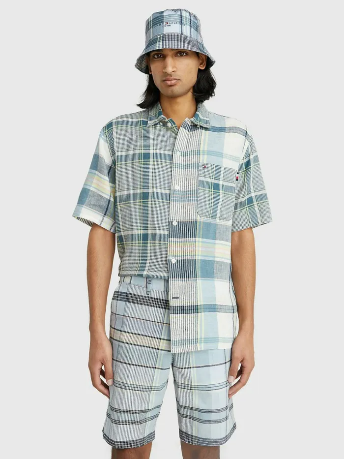 Tommy Hilfiger Madras Check Short Sleeve Shirt Lofty BlueMulti Mens Shirts Popular Tommy Hilfiger Madras Check Short Sleeve Shirt Lofty BlueMulti Mens Shirts Popular