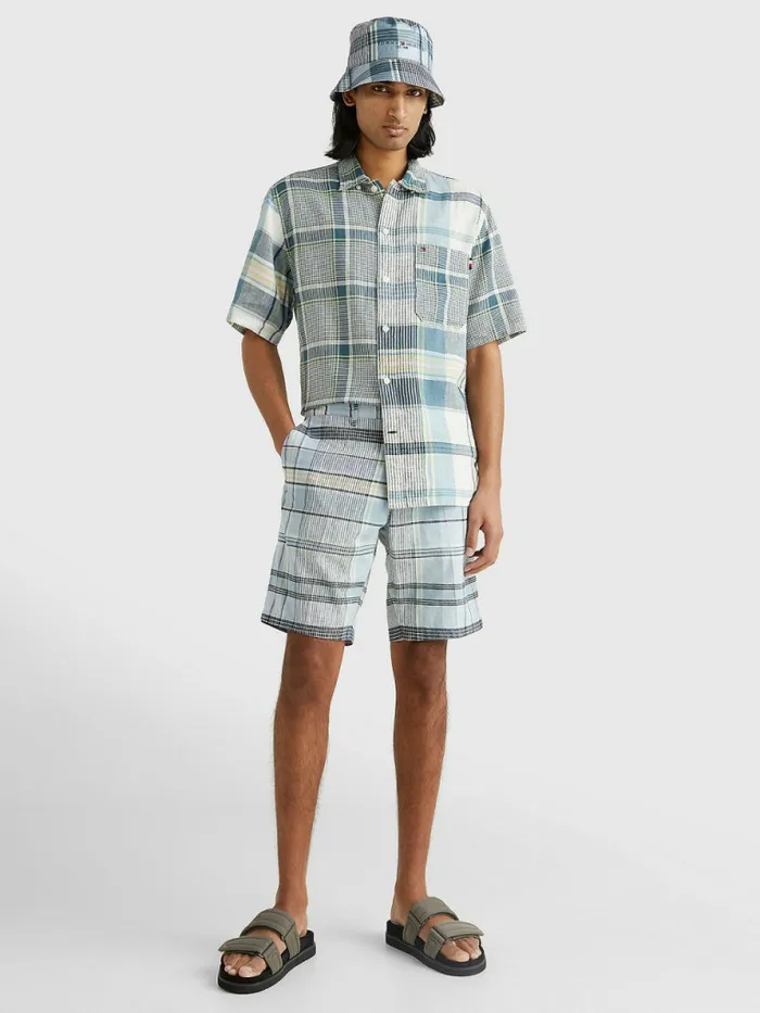 Tommy Hilfiger Madras Check Short Sleeve Shirt Lofty BlueMulti Mens Shirts Popular