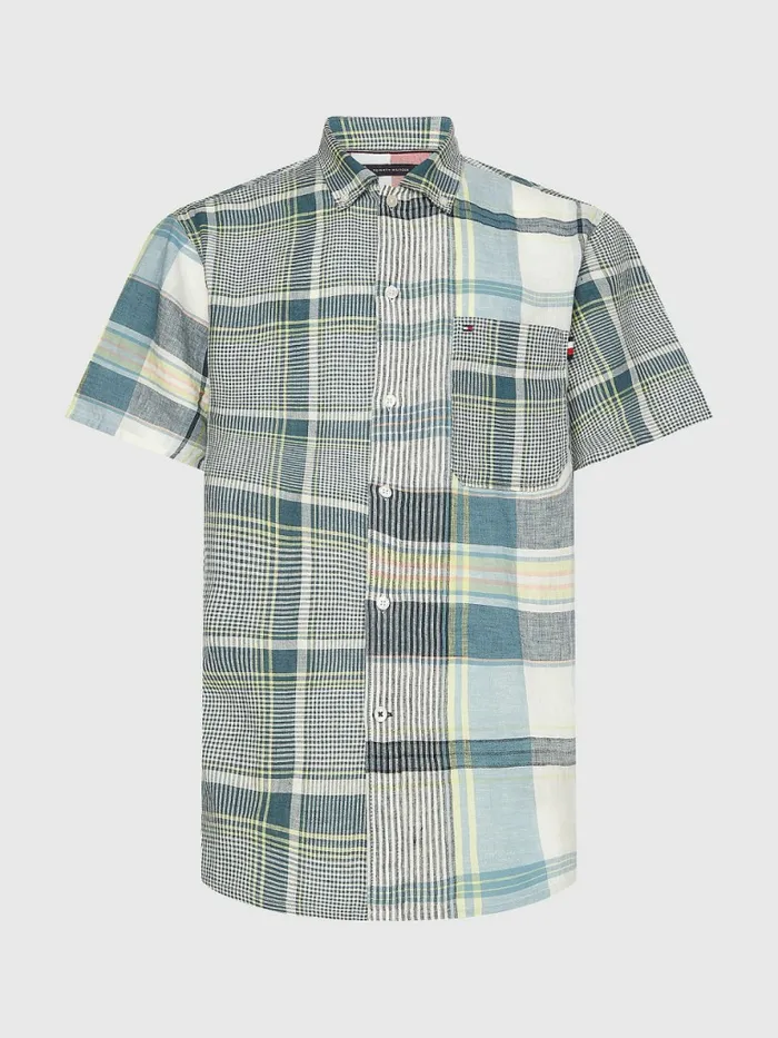 Tommy Hilfiger Madras Check Short Sleeve Shirt Lofty BlueMulti Mens Shirts Popular