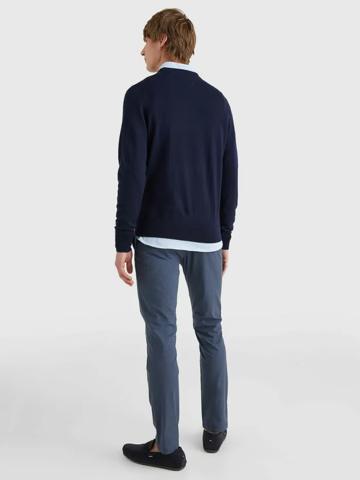 Tommy Hilfiger Merino Wool Crew Neck Jumper Desert Sky Mens Knitwear Gift 4 You