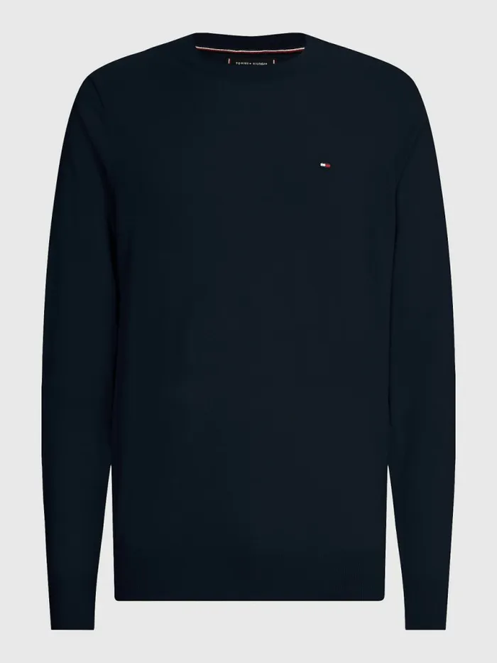 Tommy Hilfiger Merino Wool Crew Neck Jumper Desert Sky Mens Knitwear Gift 4 You