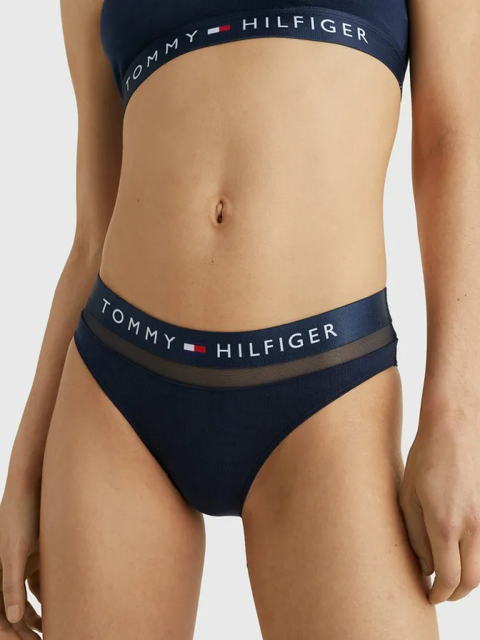 Tommy Hilfiger Mesh Inset Stretch Cotton Briefs Navy Blazer Womens Essentials