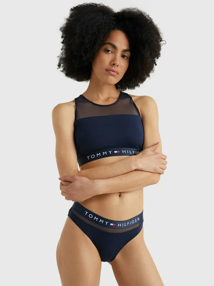 Tommy Hilfiger Mesh Inset Stretch Cotton Briefs Navy Blazer Womens Essentials