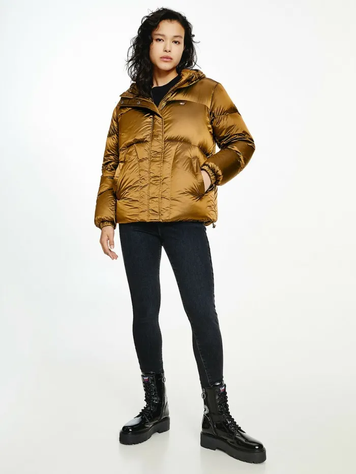 Tommy Hilfiger Metallic Down Puffer Jacket Vintage Brass Womens Coats and Jackets Gift 4 You Tommy Hilfiger Metallic Down Puffer Jacket Vintage Brass Womens Coats and Jackets Gift 4 You