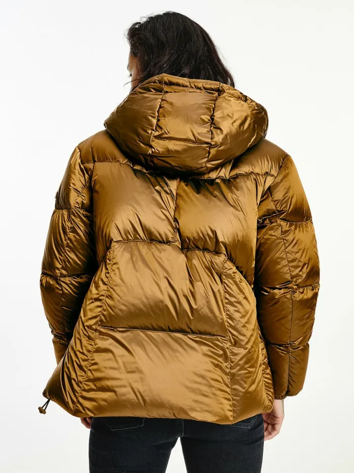 Tommy Hilfiger Metallic Down Puffer Jacket Vintage Brass Womens Coats and Jackets Gift 4 You