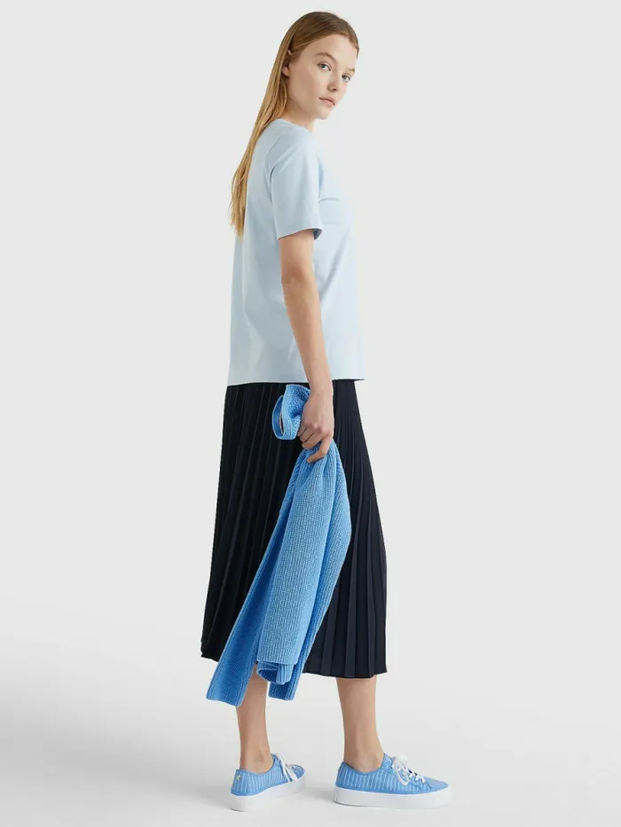 Tommy Hilfiger Metallic Flag TShirt Breezy Blue Womens TShirts Cheap On Sale