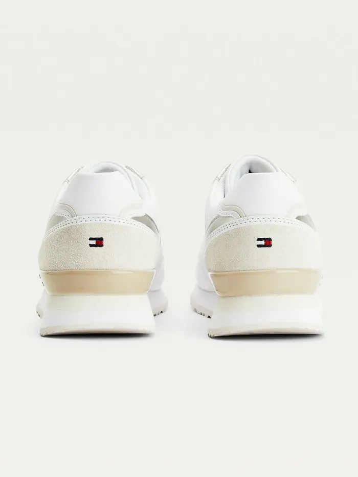 Tommy Hilfiger Metallic Leather Trainers White Dove Womens Trainers For Sale