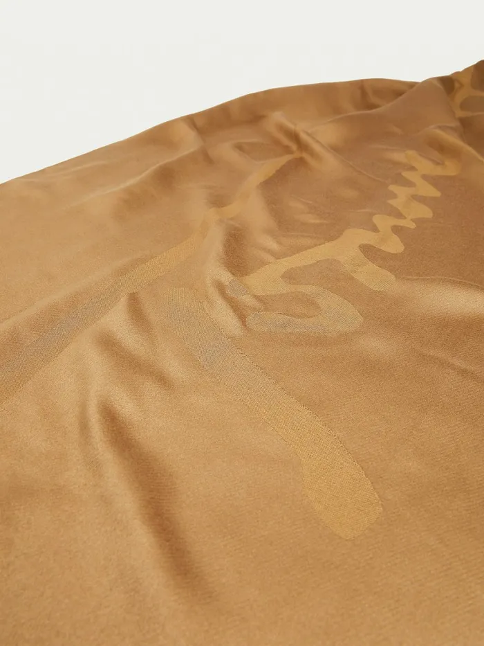 Tommy Hilfiger Metallic Signature Scarf Camel Womens Hats and Scarves Gift Ideas