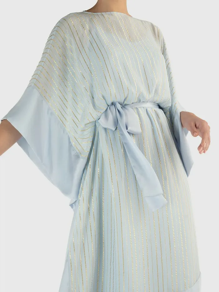 Tommy Hilfiger Metallic Stripe Kaftan Breezy Blue Womens Dresses and Jumpsuits For Sale
