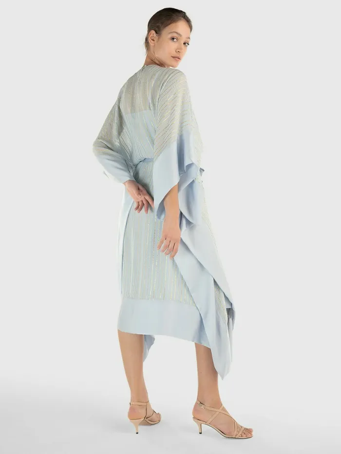Tommy Hilfiger Metallic Stripe Kaftan Breezy Blue Womens Dresses and Jumpsuits For Sale