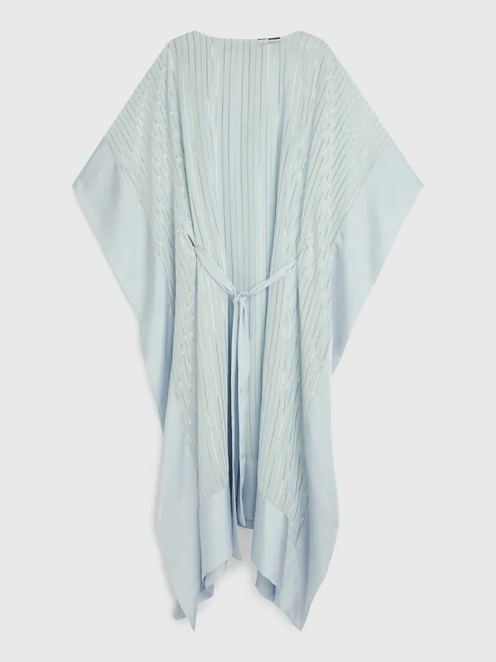 Tommy Hilfiger Metallic Stripe Kaftan Breezy Blue Womens Dresses and Jumpsuits For Sale