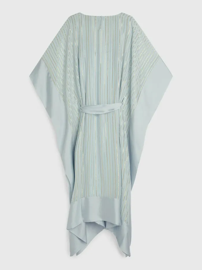 Tommy Hilfiger Metallic Stripe Kaftan Breezy Blue Womens Dresses and Jumpsuits For Sale