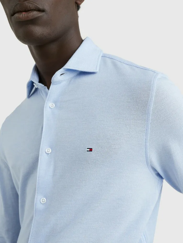 Tommy Hilfiger Micro Stripe Shirt Light BlueWhite Mens Shirts Gift Ideas