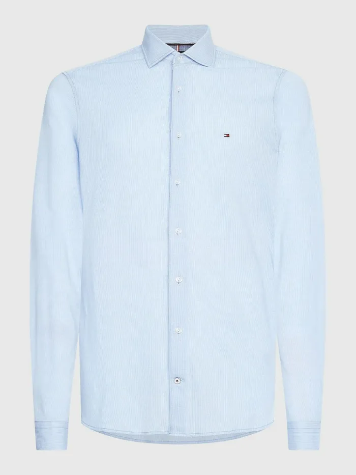 Tommy Hilfiger Micro Stripe Shirt Light BlueWhite Mens Shirts Gift Ideas