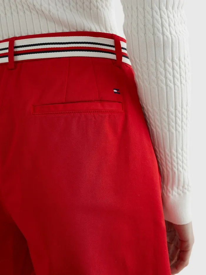 Tommy Hilfiger Mid Rise Chino Shorts Primary Red Womens Shorts Gift 4 You