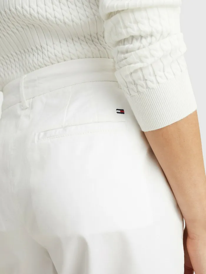 Tommy Hilfiger Mid Rise Chino Shorts Th Optic White Womens Shorts Popular