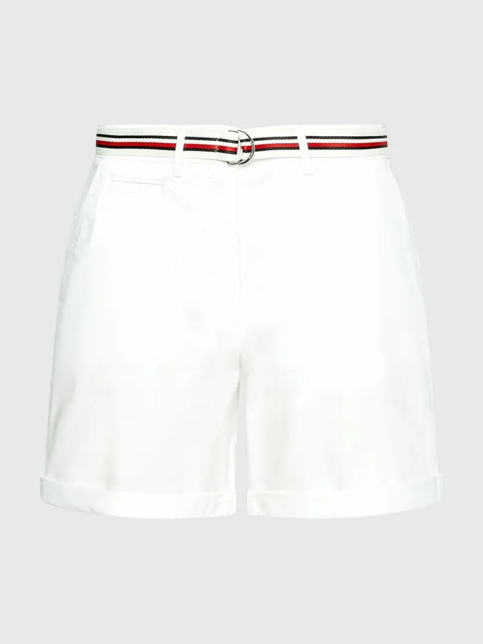 Tommy Hilfiger Mid Rise Chino Shorts Th Optic White Womens Shorts Popular
