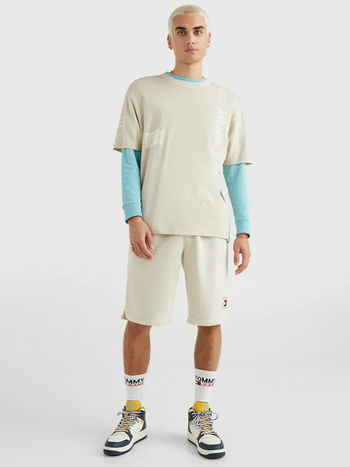 Tommy Hilfiger Mixed Logo TShirt Savannah Sand Mens TShirts On Sale