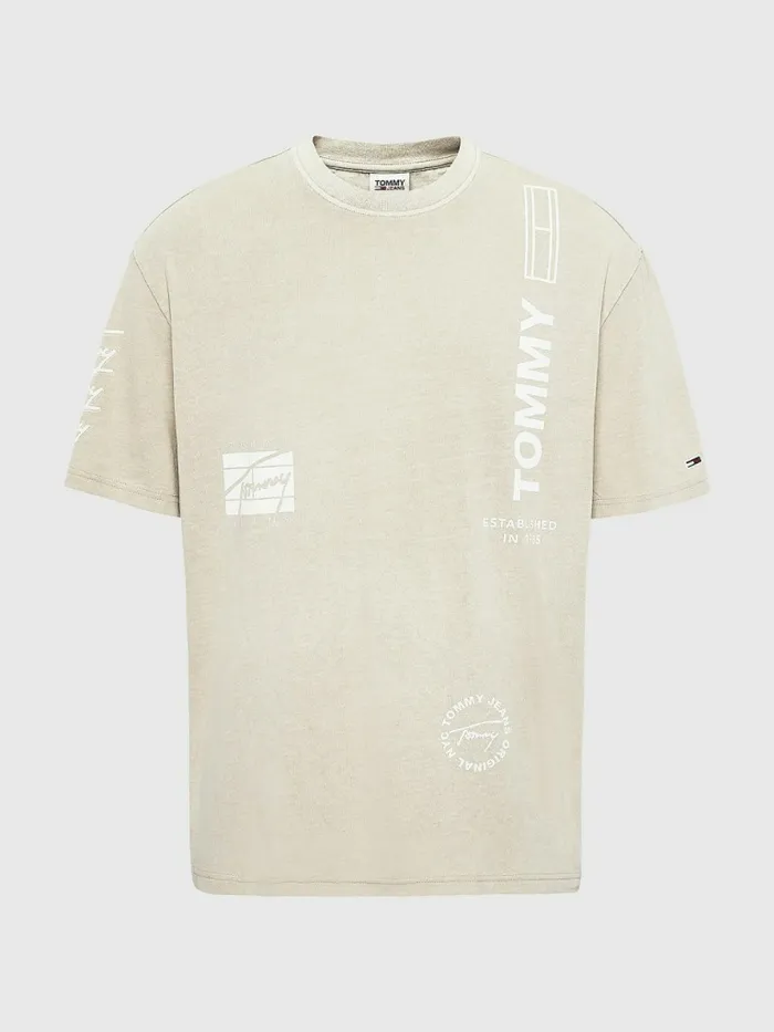 Tommy Hilfiger Mixed Logo TShirt Savannah Sand Mens TShirts On Sale