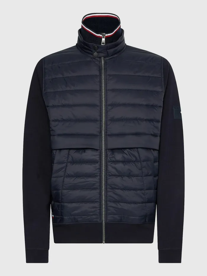 Tommy Hilfiger Mixed Media ZipThru Jacket Desert Sky Mens Sweatshirts and Hoodies Cheap On Sale