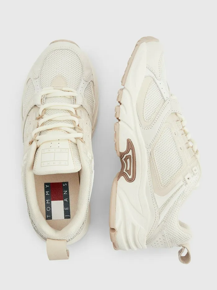 Tommy Hilfiger Mixed Texture Archive Trainers Ivory Womens Pumps Fashion