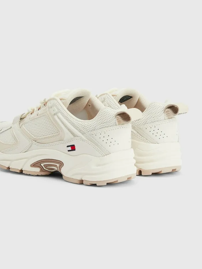Tommy Hilfiger Mixed Texture Archive Trainers Ivory Womens Trainers For Sale