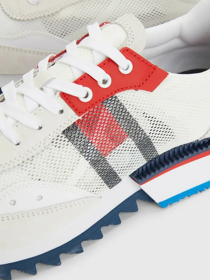 Tommy Hilfiger Mixed Texture Cleat Trainers White Mens Casual Shoes Gift Ideas