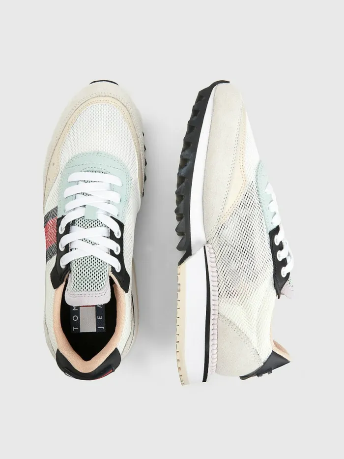 Tommy Hilfiger Mixed Texture Cleat Trainers White Womens Trainers Cheap On Sale