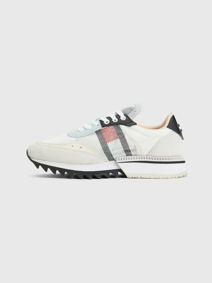 Tommy Hilfiger Mixed Texture Cleat Trainers White Womens Trainers Cheap On Sale
