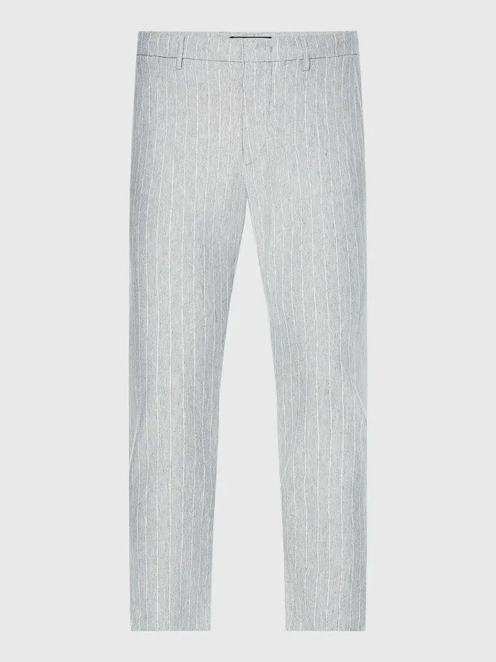 Tommy Hilfiger Modern Bleecker Stripe Slim Trousers Light Grey Heather Mens Trousers