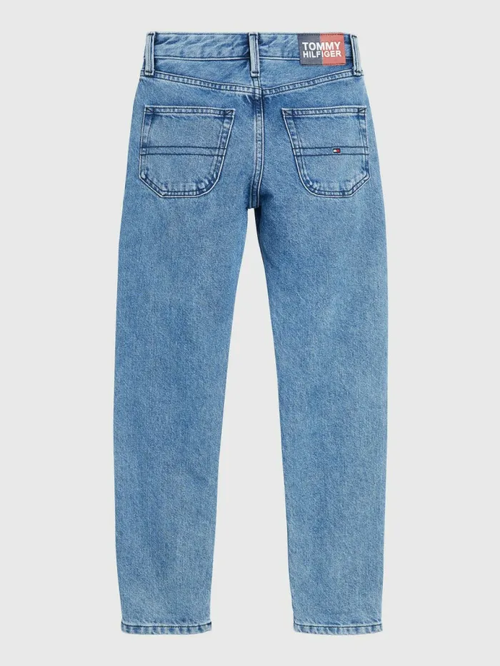 Tommy Hilfiger Modern Straight Contrast Panel Faded Jeans Indigomedium Boys Jeans Near Me