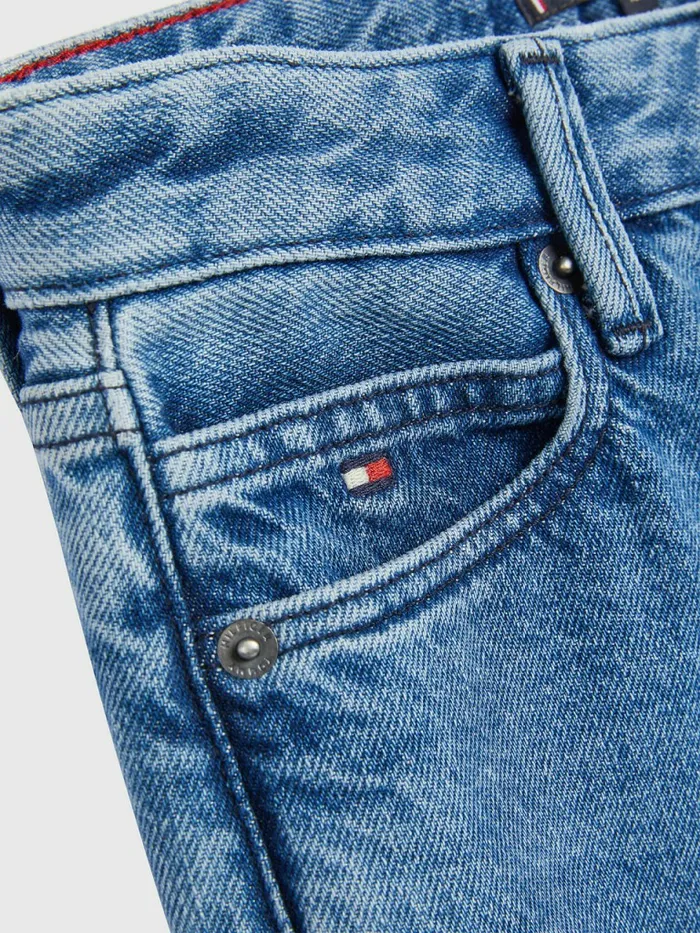 Tommy Hilfiger Modern Straight Contrast Panel Faded Jeans Indigomedium Boys Jeans Near Me