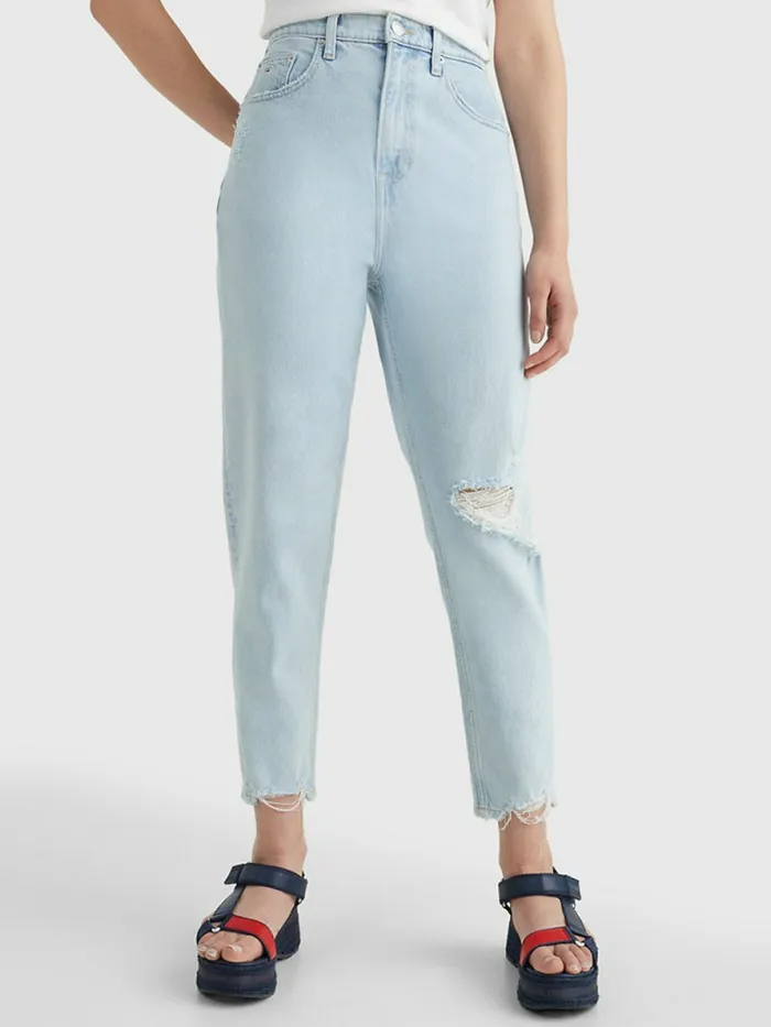 Tommy Hilfiger Mom Ultra High Rise Tapered Distressed Jeans Denim Light Womens Jeans Online Tommy Hilfiger Mom Ultra High Rise Tapered Distressed Jeans Denim Light Womens Jeans Online