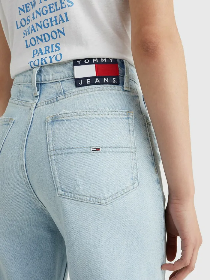 Tommy Hilfiger Mom Ultra High Rise Tapered Distressed Jeans Denim Light Womens Jeans Online